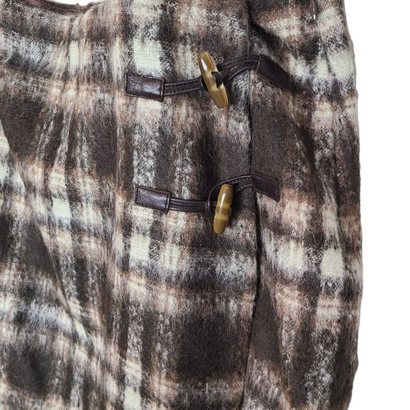 Pendleton Womens Brown Plaid Wool Mohair Blend Leather Trim Mini Skirt Lined - Picture 3 of 7